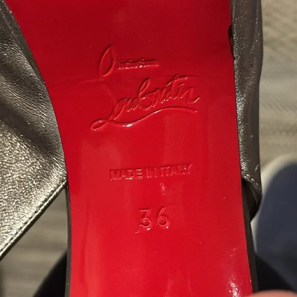 Christian Louboutin metallic slingback open toe platform heel sandal - Picture 7 of 9